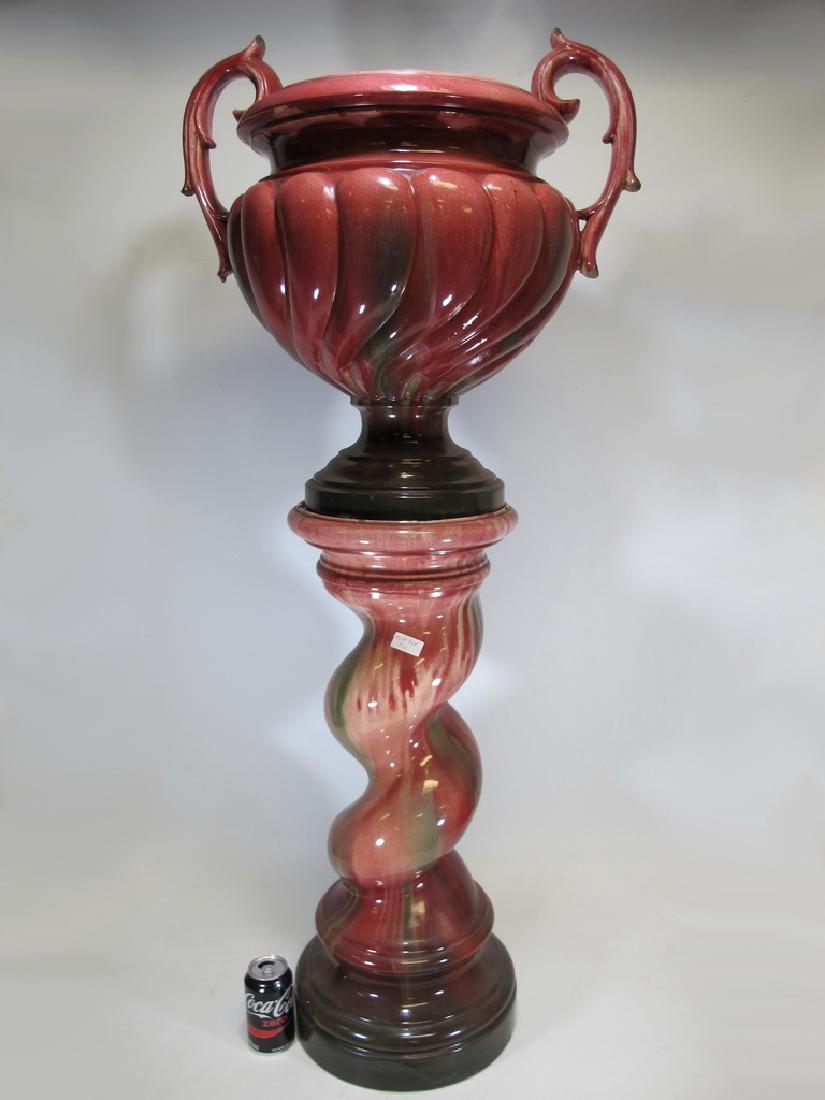 Antique European earthenware planter with pedestal (1 of 10)