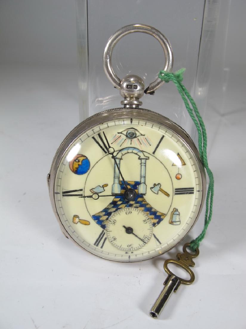 Antique English masonic silver pocket watch (1 of 5)