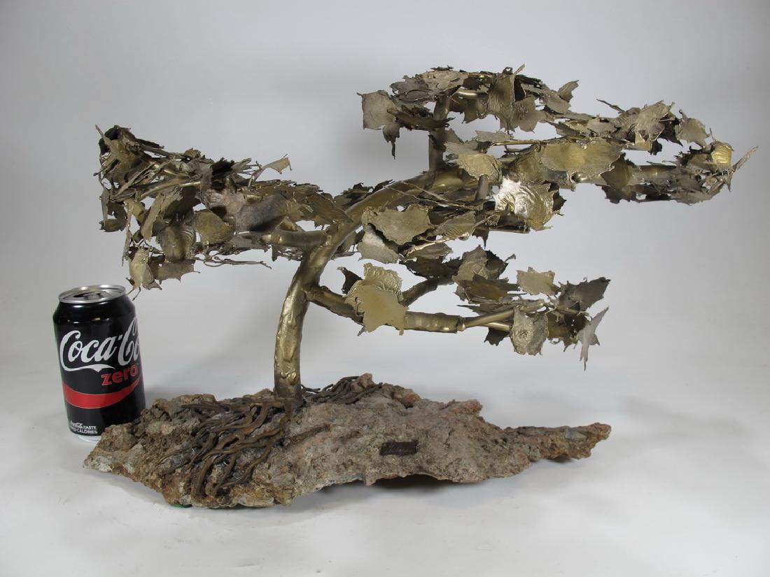 Albert Guibara (American b.1944) metal & stone tree: Albert Guibara (American b.1944) metal & stone tree sculpture. 11 1/2" H x 19 3/4" W x 11" D. Shipping in USA or International please contact : James Lawrence from the local UPS Store, 954-463-0444, F