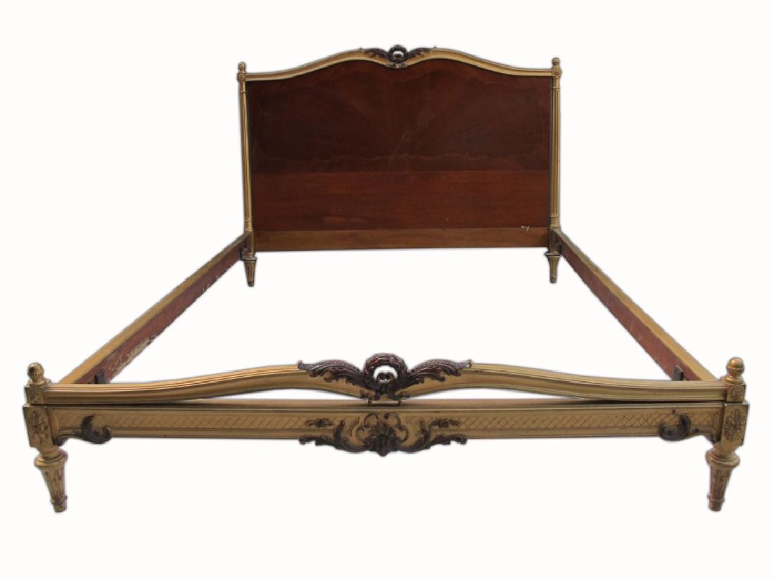 Amazing French Louis XVI partial gilt full bed (1 of 4)
