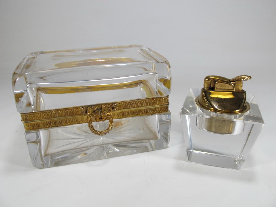 Vintage French set of glass & bronze lighter & box (1 of 10)
