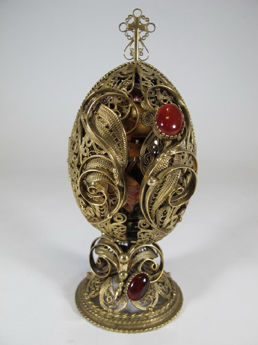 Vintage brass fillgree religious egg (1 of 8)