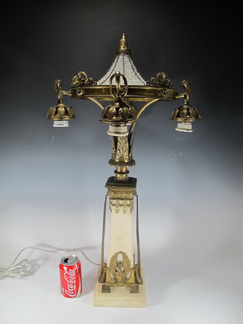 Antique Empire bronze, glass & marble lamp (1 of 9)
