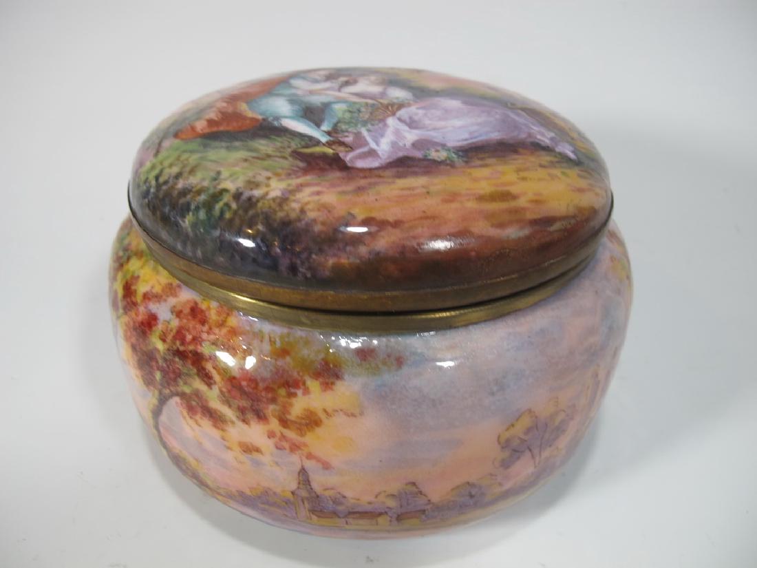 Antique French bronze & enamel box, signed Gamet (1 of 9)