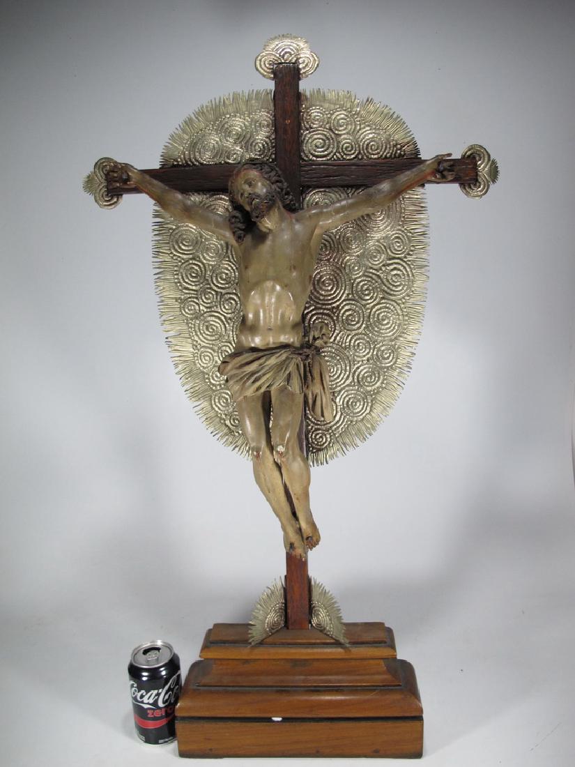 19th C European carved wood & metal Jesuschrist (1 of 10)