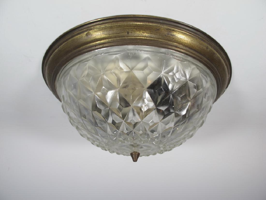 Antique French brass & glass ceiling light (1 of 4)