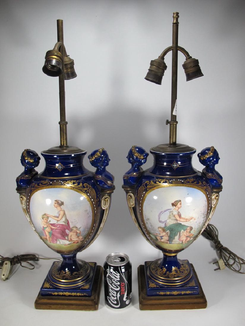 Antique French pair of porcelain lamps (1 of 8)