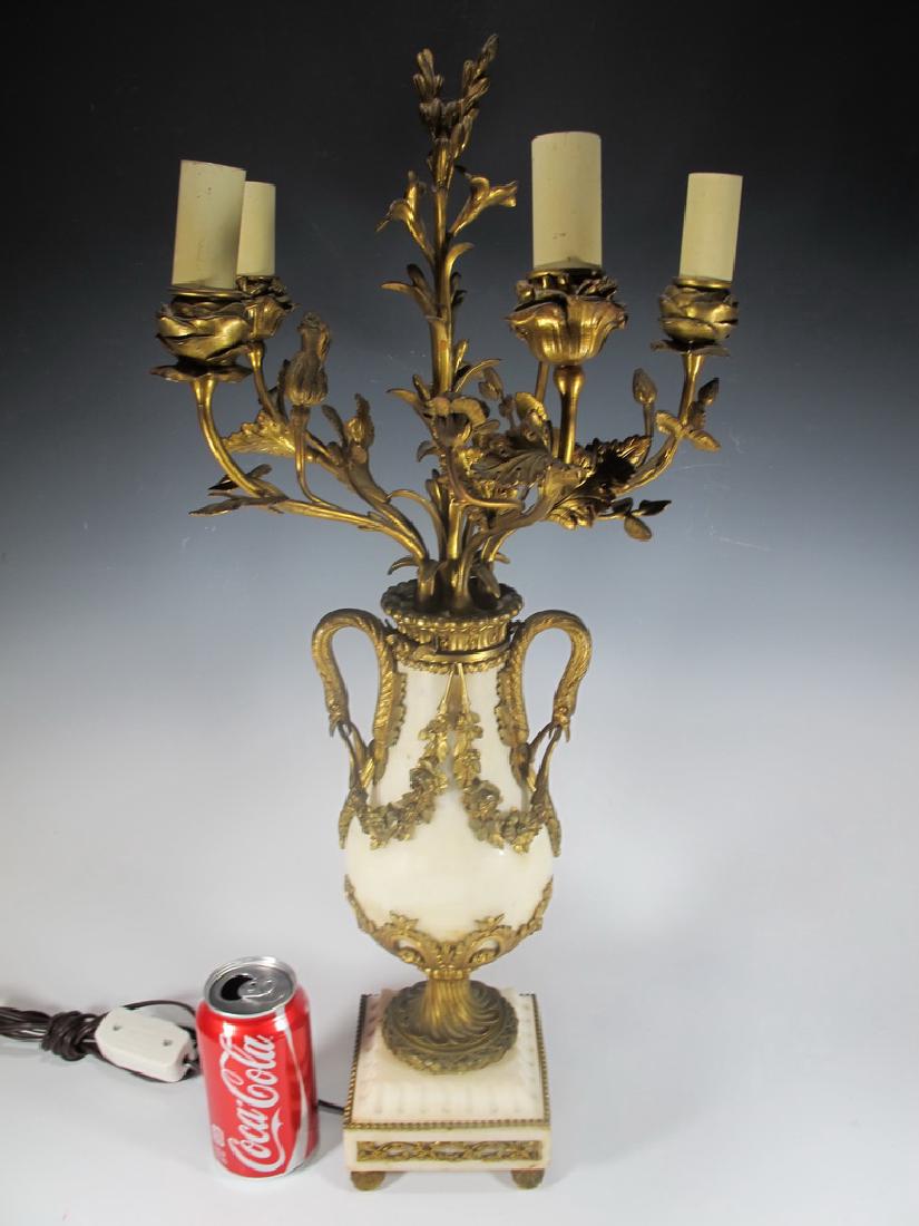 19th C French ormolu & marble candlestick lamp (1 of 9)