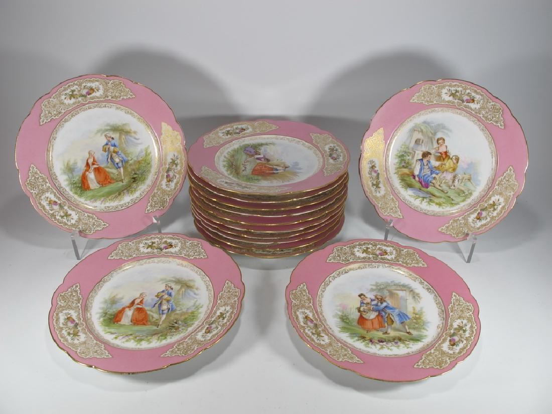 Antique French Sevres set of 14 porcelain plates (1 of 8)