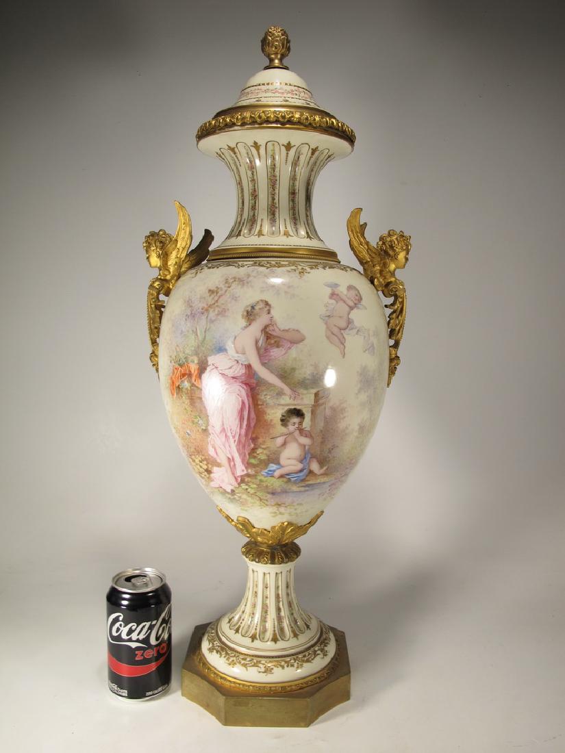 19th C.  French Sevres bronze & porcelain urn (1 of 9)