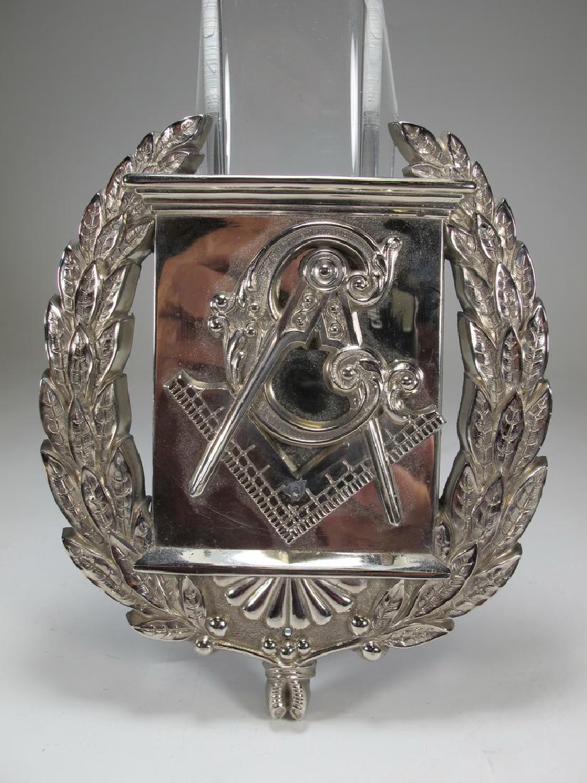 Masonic symbol of square and compass in wreath metal (1 of 5)