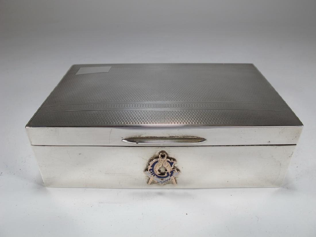 Vintage English Masonic Silver cigarette box (1 of 9)