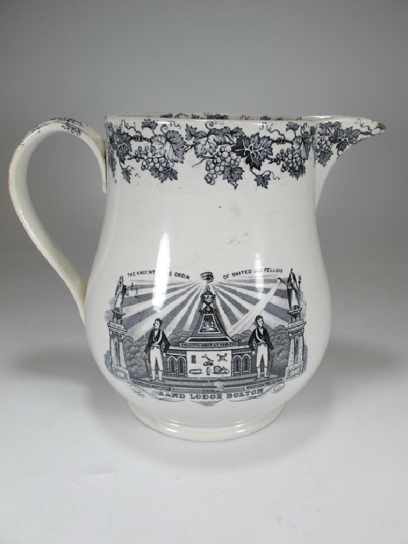 Antique English cream ware Masonic jug (1 of 9)