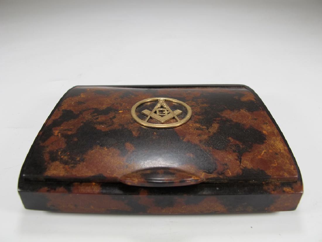 Vintage Masonic 14 k gold & probably bakelite box (1 of 4)