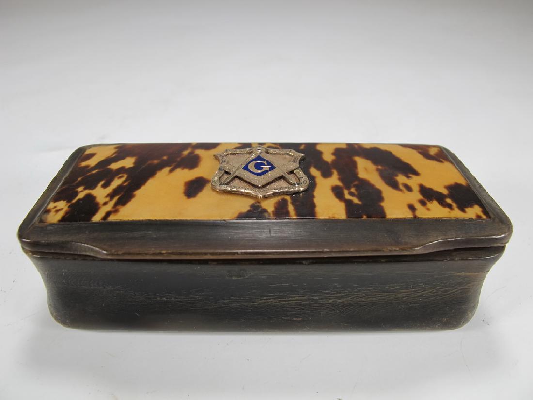 Vintage Masonic horn & 9 k gold snuff box (1 of 5)