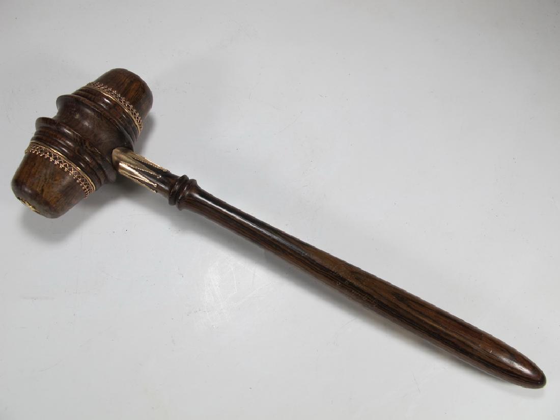 Antique wood Masonic gavel with 10K gold accents (1 of 5)