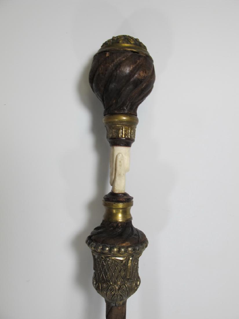 Antique Masonic wood & bronze walking stick (1 of 6)
