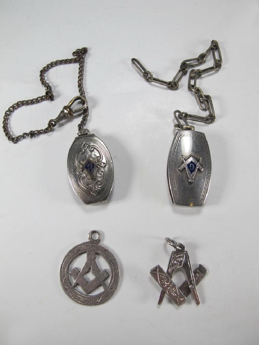 Lot of 4 Masonic sterling & metal jewels (1 of 9)