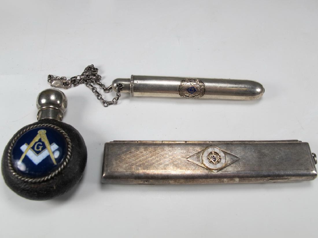 Lot of three Masonic silver items (1 of 10)