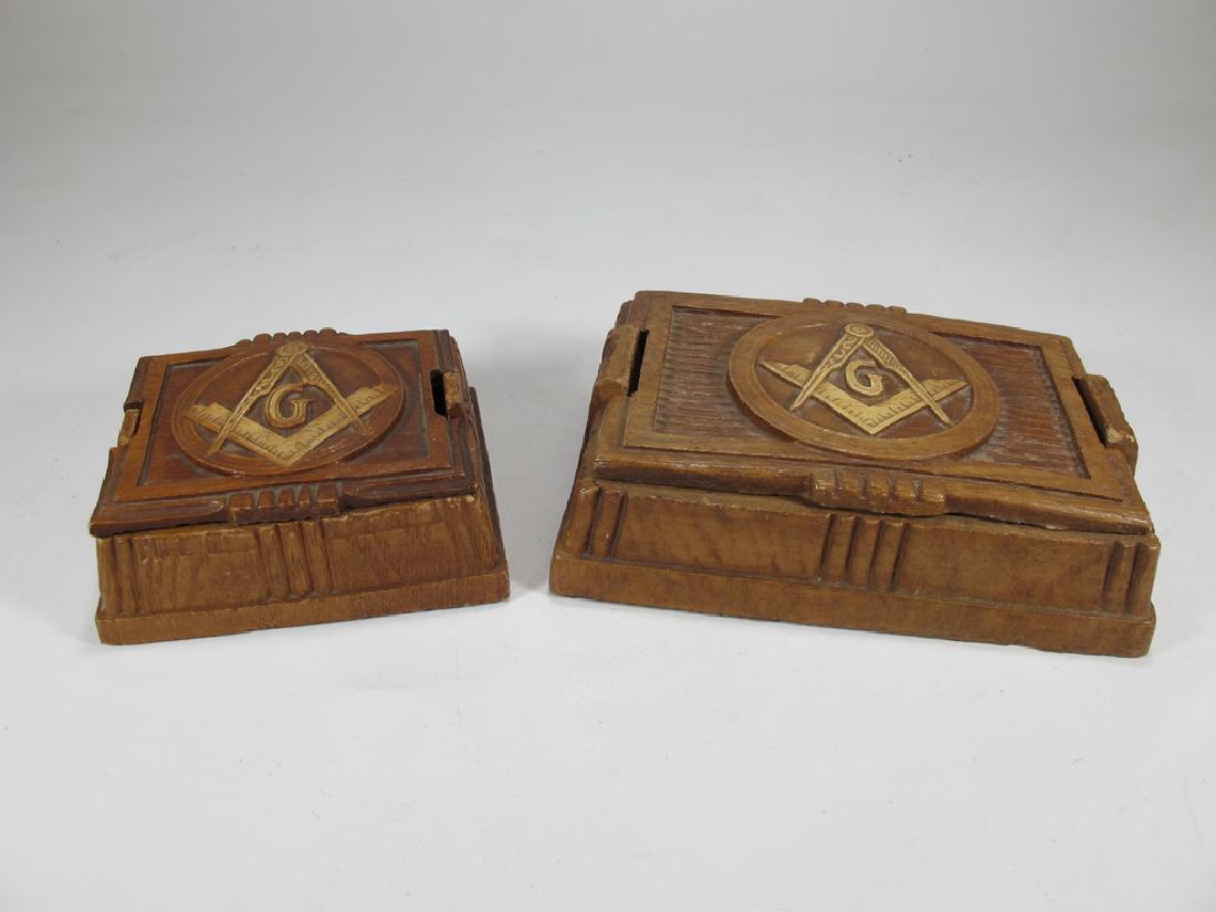 Lot of 2 Masonic composition boxes (1 of 6)
