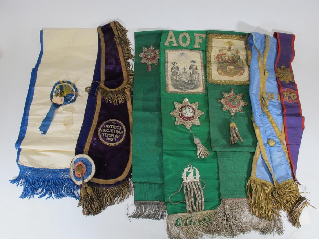 Lot of 7 assorted Masonic Orders antique sashes (1 of 8)