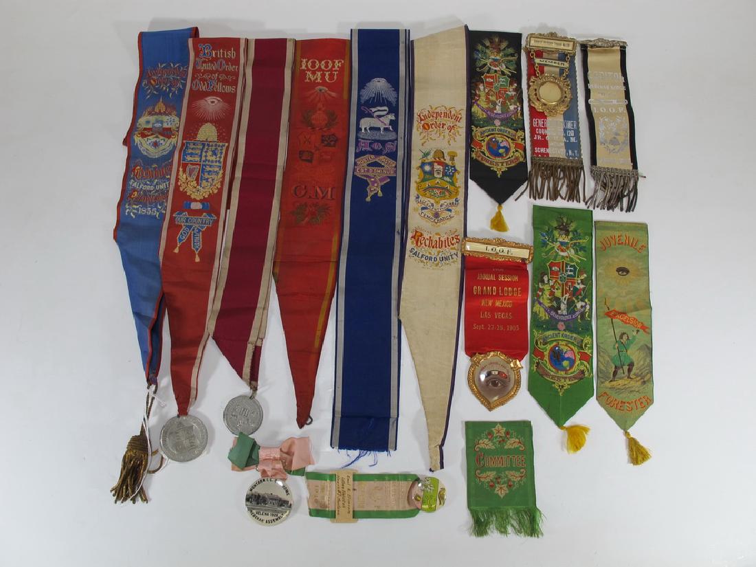 Lot of 15 Masonic Orders breast ribbons and sashes (1 of 7)