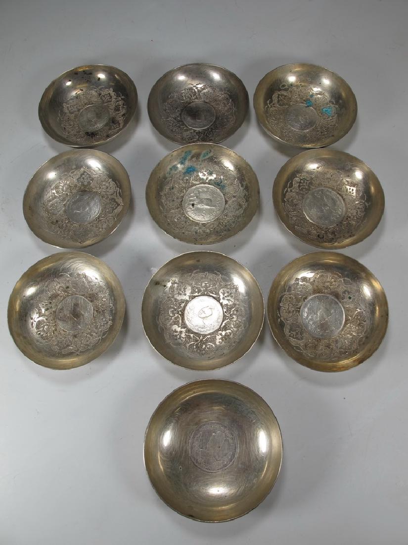 Antique Persian silver lot of 10 bowls (1 of 9)