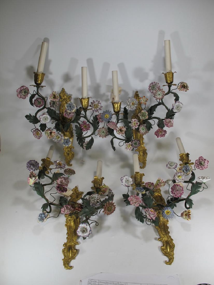 Gorgeous French set of 4 antique bronze & porcelain (1 of 9)