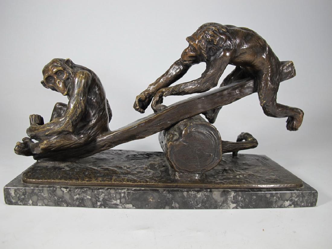 Walter LENCK (1873-?) monkees bronze sculpture (1 of 7)