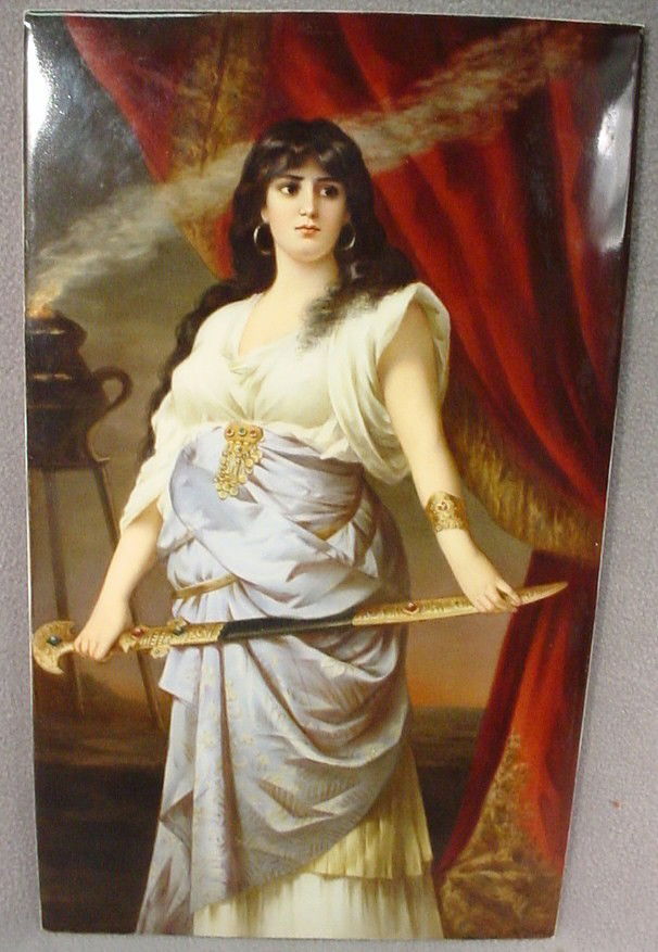 German KPM " Rebecca " plaque: German KPM " Rebecca " porcelain plaque, marked. 13'' H x 7 3/4'' W. Shipping in USA is $ 55.00. International bidders ask before bid.