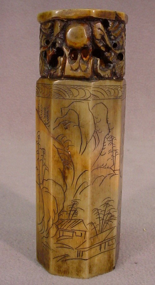 Old Chinese soapstone seal: Old Chinese soapstone seal. 5 3/4" H x 2"W. Shipping in USA is $ 30.00. International bidders ask before bid.