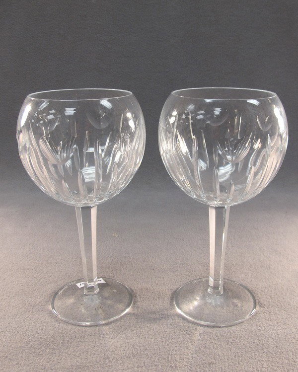 Waterford pair of crystal glasses: Waterford pair of crystal glasses, marked. 8" high. Shipping in USA is $ 40.00. International bidders ask before bid.