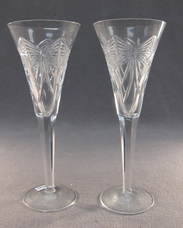 Waterford pair of crystal glasses: Waterford pair of crystal glasses, marked. 9 1/2" high. Shipping in USA is $ 45.00. International bidders ask before bid.