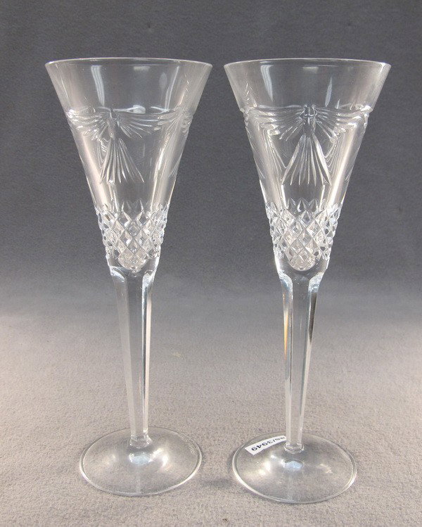 Waterford pair of crystal glasses: Waterford pair of crystal glasses, marked. 9 1/2" high. Shipping in USA is $ 45.00. International bidders ask before bid.