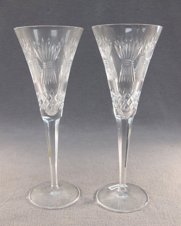 Waterford pair of crystal glasses: Waterford pair of crystal glasses, marked. 9 1/2" high. Shipping in USA is $ 45.00. International bidders ask before bid.