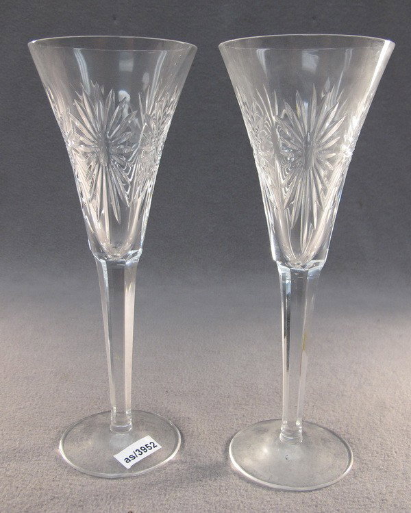 Waterford pair of crystal glasses: Waterford pair of crystal glasses, marked. 9 1/2" high. Shipping in USA is $ 45.00. International bidders ask before bid.