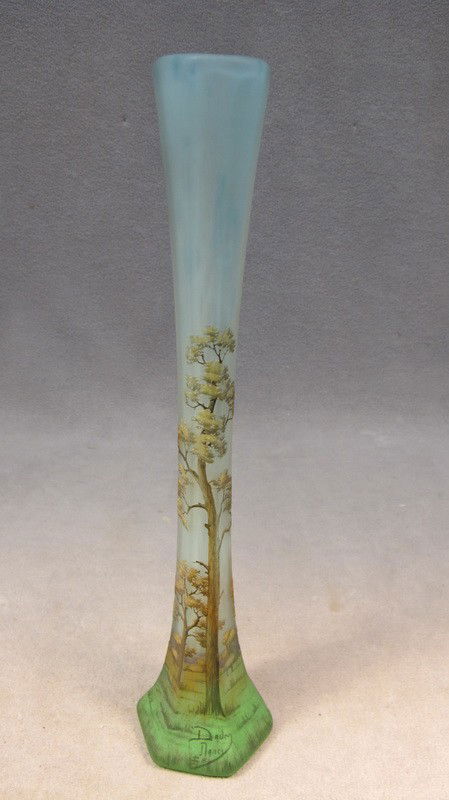 Daum Nancy flower vase: Daum Nancy flower vase, signed. 13 3/4" H. Shipping in USA is $ 30.00.