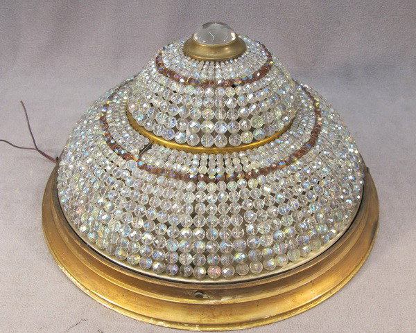 French bronze & glass ceiling light: French bronze & glass ceiling light. 9'' H x 16'' W. Shipping in USA is $ 40.00.