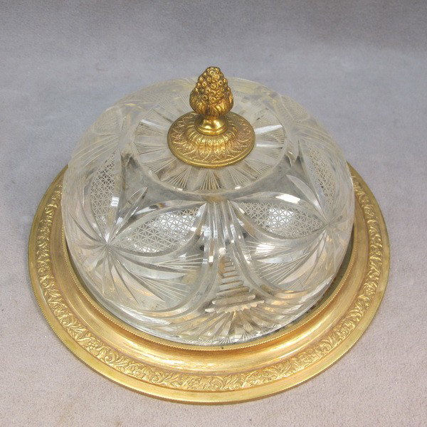 French bronze & glass ceiling light: French gilt bronze & iridescent glass ceiling light. 6" H x 12" W. Shipping in USA is $ 40.00.