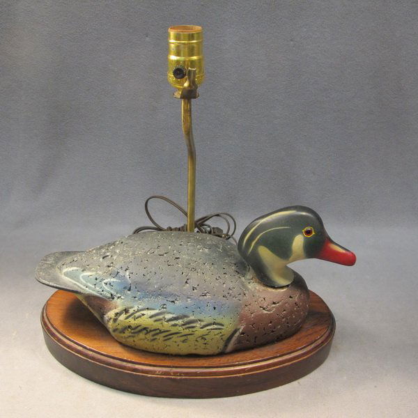 2 Carved wood duck decoy lamp
