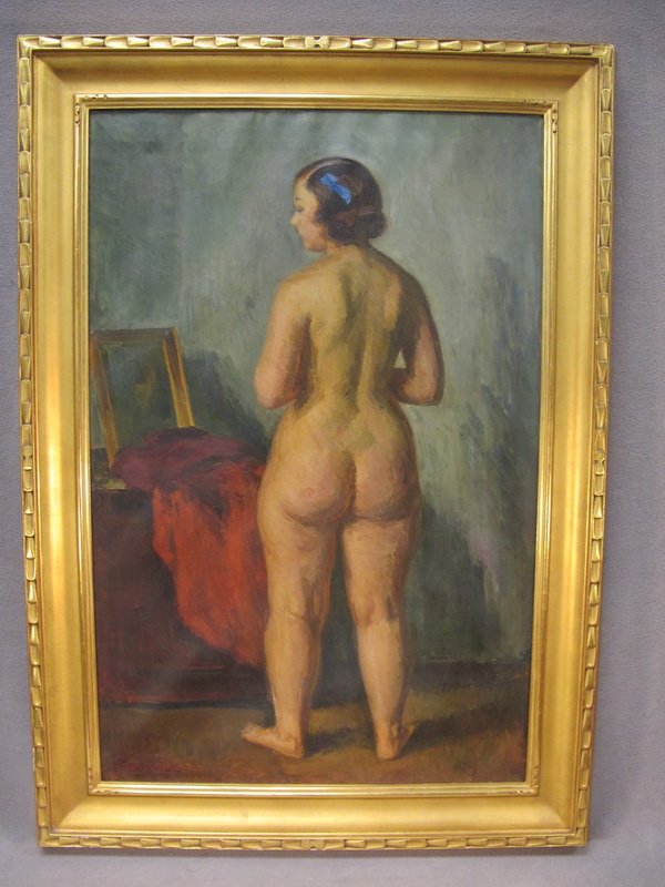 Louis RITMAN (1889-1963) nude painting: Louis RITMAN (1889-1963) nude painting. 32 1/8" H x 21" W without frame. Shipping in USA is $ 70.00. International bidder ask for shipping before bid.
