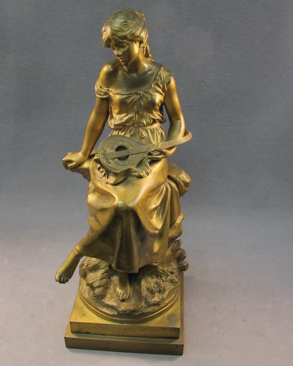 Auguste MOREAU (1934-1919) bronze statue: Auguste MOREAU (1934-1919) bronze statue. 20 1/2" H without base. Shipping in USA is $ 50.00. International bidders ask before bid
