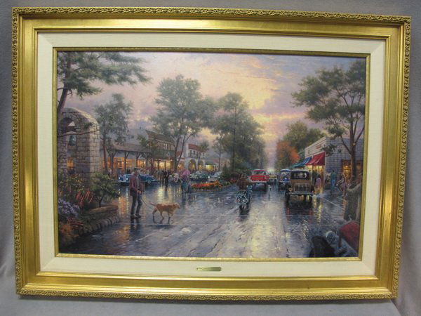 Thomas KINKADE painted print: Thomas KINKADE painted print. 24" H x 36" W unframed. Packing & shipping in the USA is $ 70.00. International bidders ask for shipping before bid.