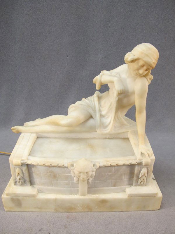 Italian alabaster lamp, G.M. Lardelli: Italian alabaster lamp, signed: G.M. Lardelli. 16" H x 15" W x 10" D. Shipping in USA is $ 70.00. International bidders ask before bid
