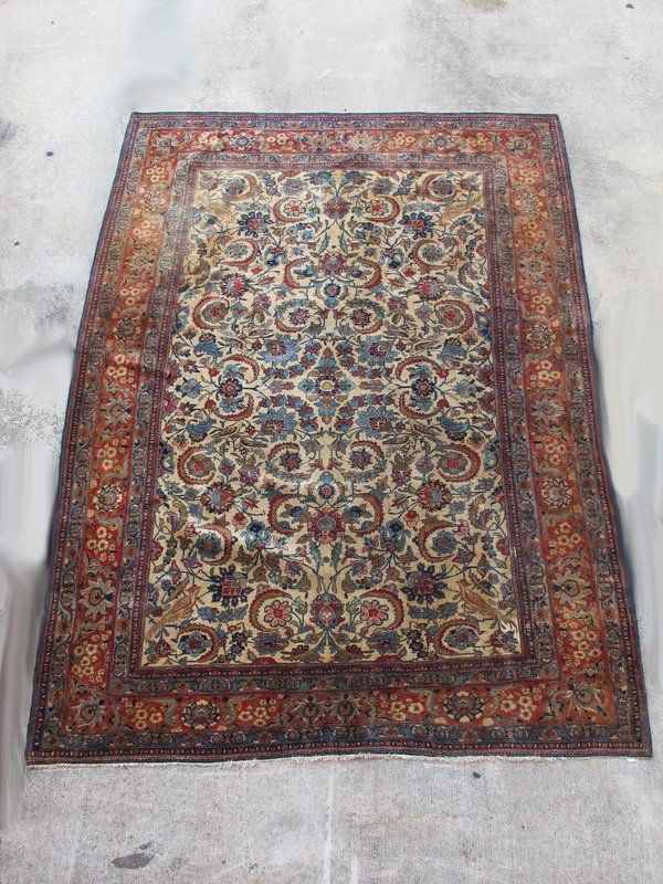 Old hand made Persian Nain rug: Old hand made Persian Nain rug. 9' 7" H x 6' 11" W. Shipping in USA is $ 85.00. International bidders ask before bid
