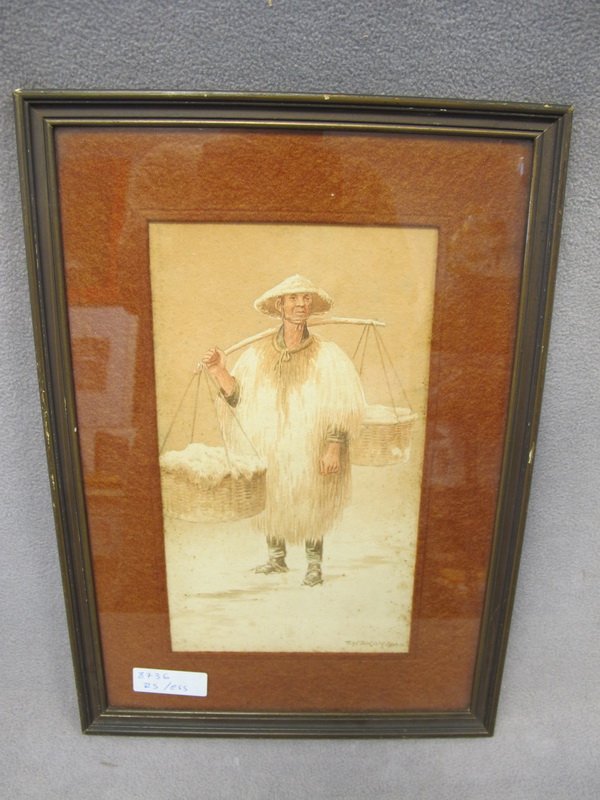 Old Japanese watercolor, Nakayama: Old Japanese watercolor, signed: T. Nakayama. 10 7/8" H x 6 1/2" D unframed. Shipping in USA is $ 35.00. International bidders ask for shipping before bid.