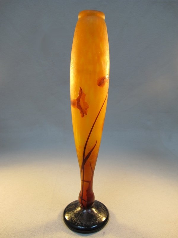 Daum Nancy cameo glass vase: Daum Nancy cameo glass vase, signed. 18" H. Shipping in USA is $ 80.00. International bidders ask for shipping before bid.