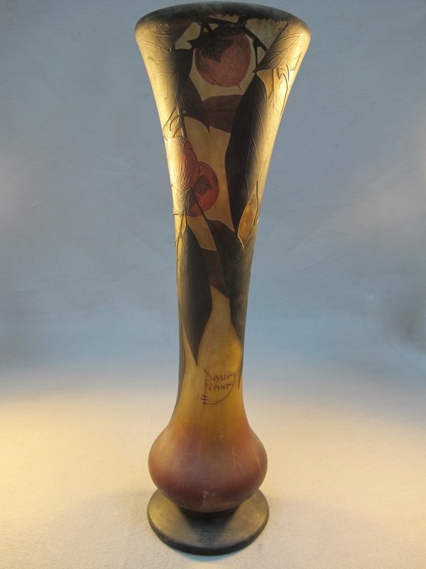 Daum Nancy cameo glass vase: Daum Nancy cameo glass vase, signed. 19" H. Shipping in USA is $ 80.00. International bidders ask for shipping before bid.