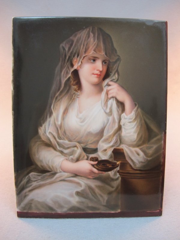 German KPM porcelain plaque: German KPM porcelain plaque, signed & marked. 10" H x 7 5/8" W. Shipping in USA is $ 40.00. International bidders ask for shipping before bid.