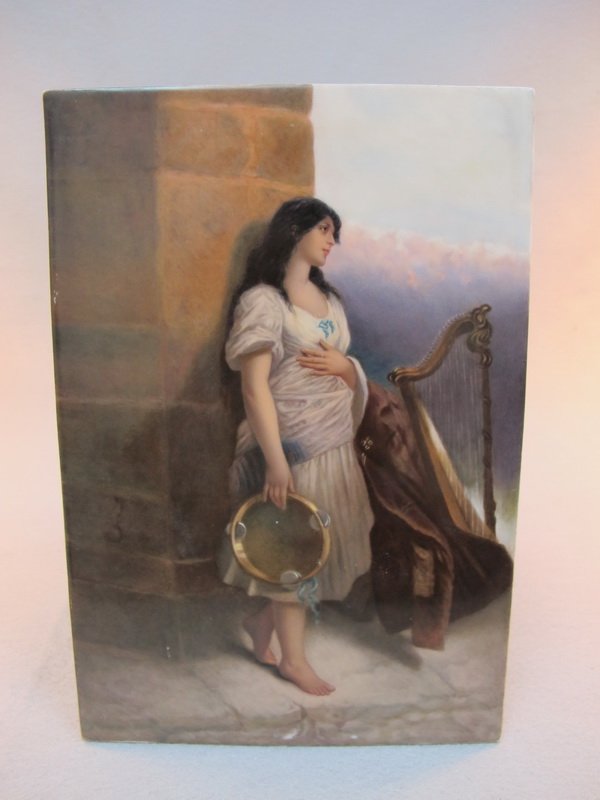German KPM porcelain plaque: German KPM porcelain plaque, marked. 9 1/2" H x 6 1/2" W. Shipping in USA is $ 40.00. International bidders ask for shipping before bid.